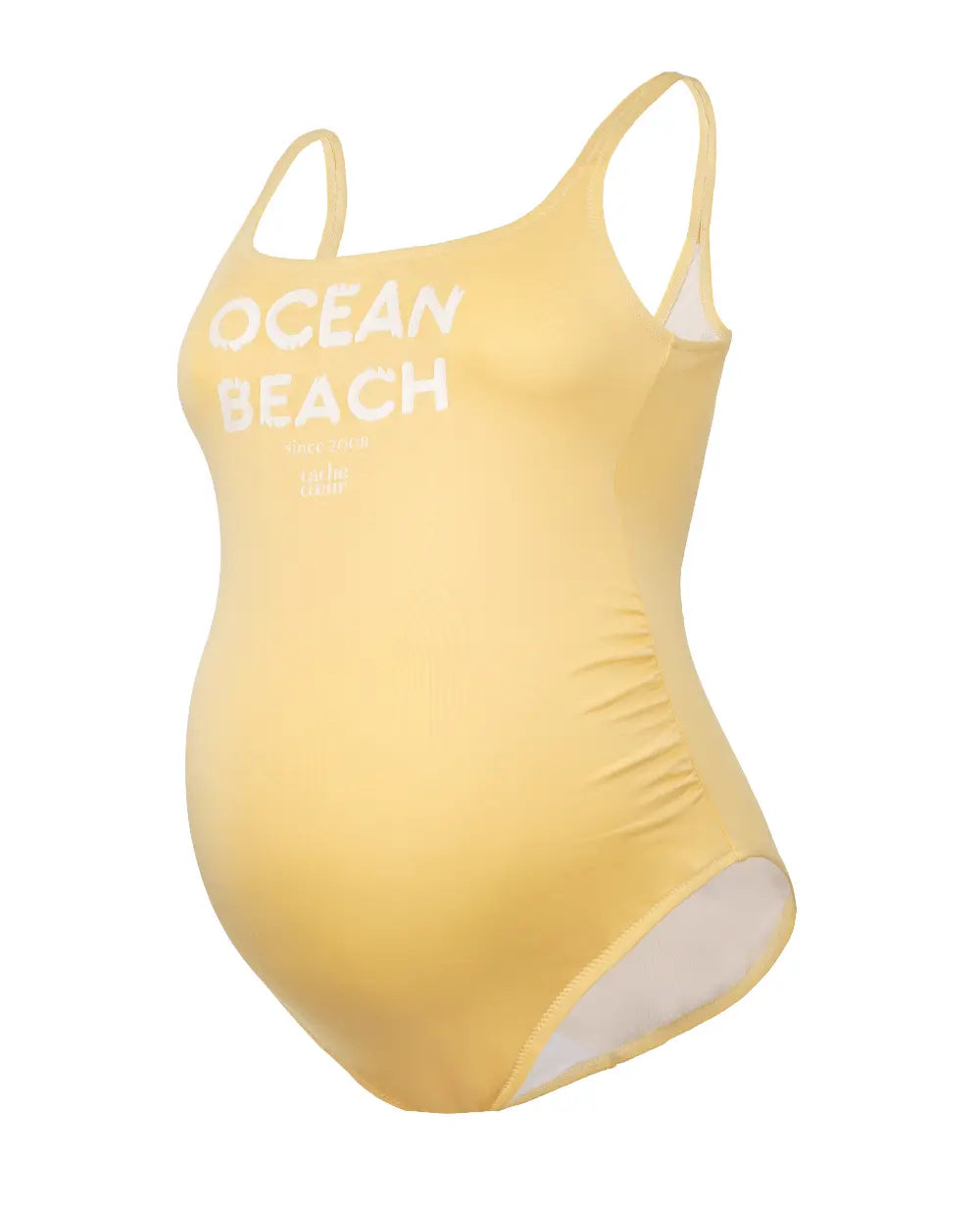 Maillot de bain grossesse ocean beach jaune, cache cœur