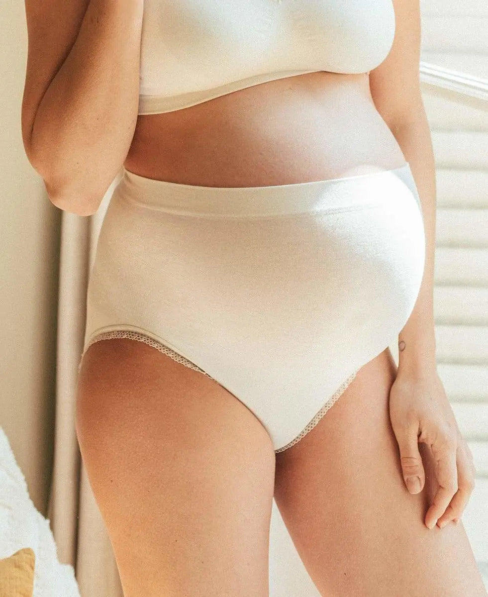 1pc Plus Size Self-heating Maternity Underwear With Beautiful Back Design,  Suitable For Autumn, Breastfeeding And Home Wear, Postpartum Clothing