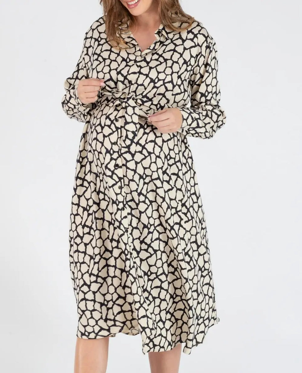 Robe chemise de grossesse et d'allaitement Lina ivoire – Cache Cœur