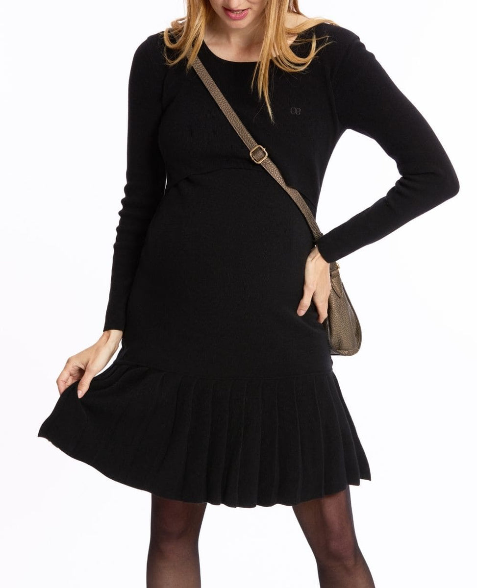 Manhattan Black Dress European Knit Pleated
