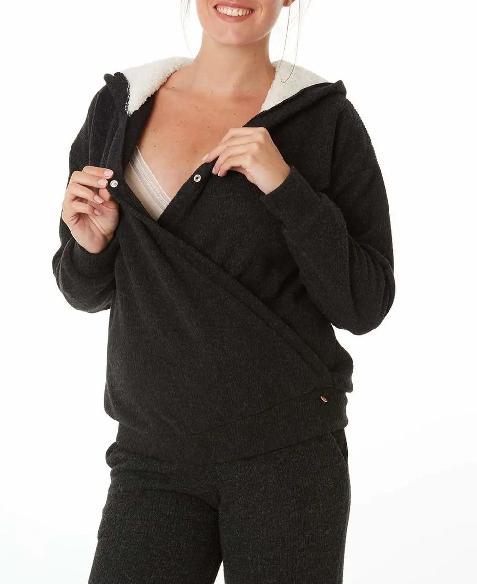 Maternity and nursing hoodie Sweet Home black Cache Coeur