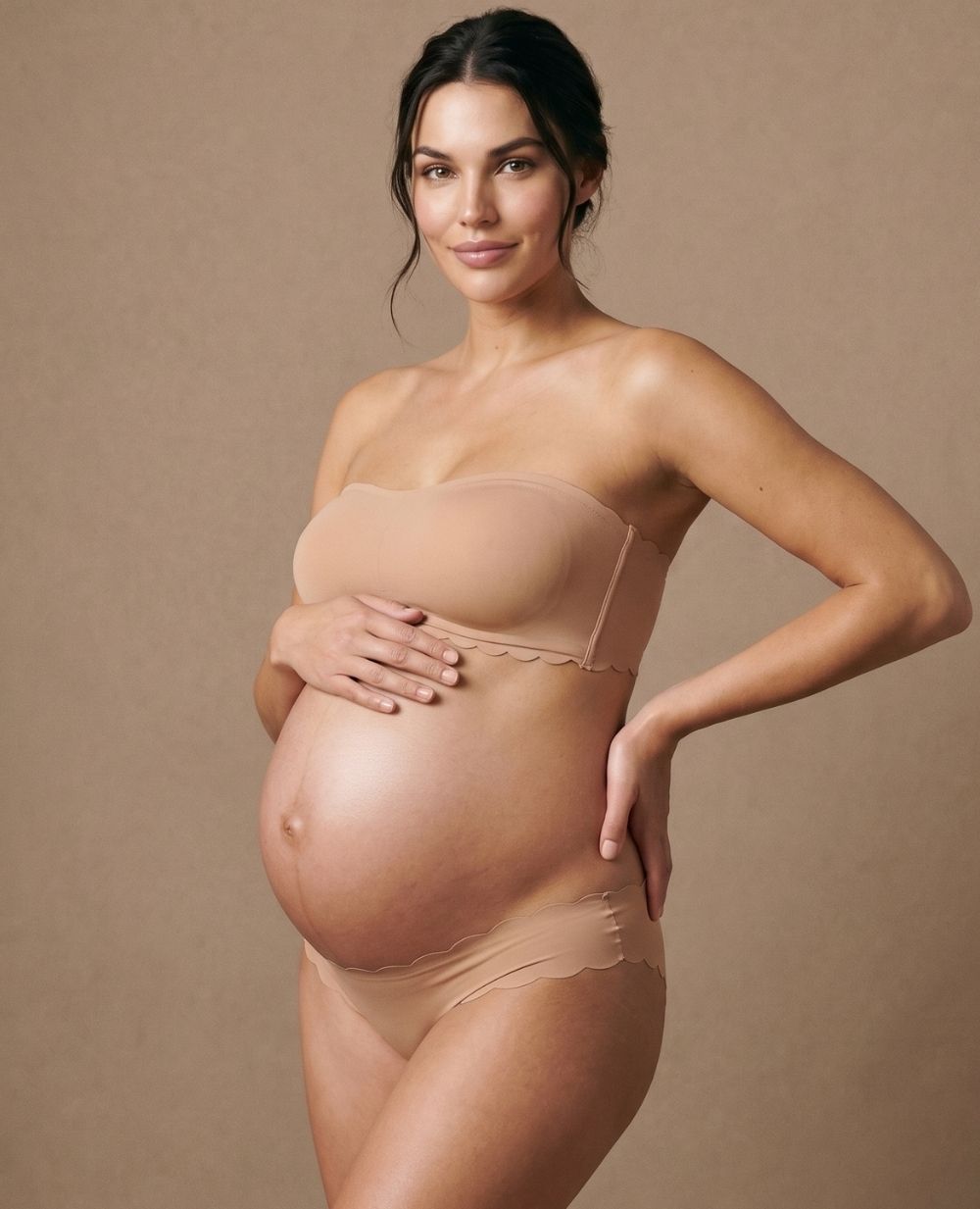 Tanga taille basse de maternité Skin - Latte