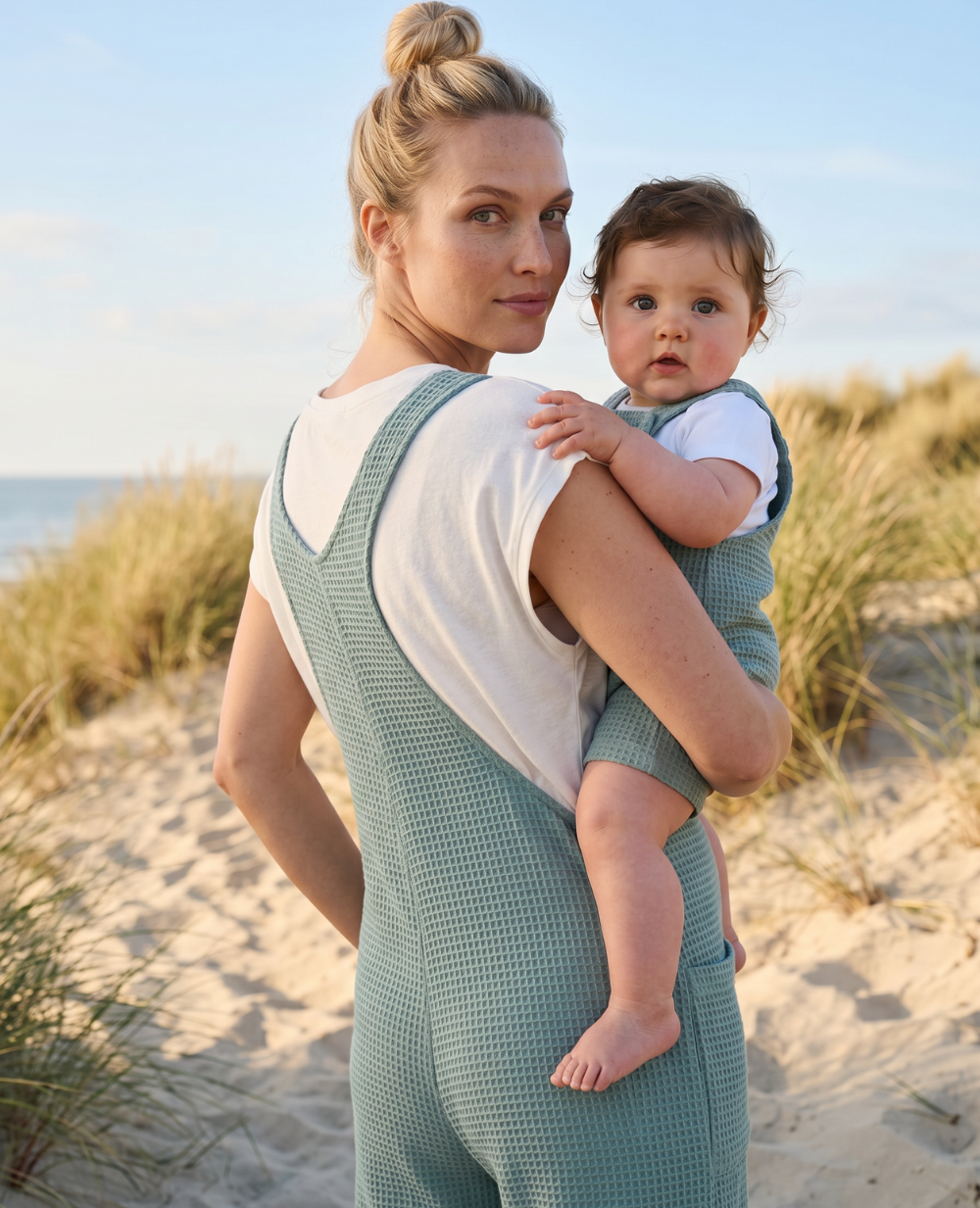 Salopette de grossesse Maya & Salopette Bébé Mini Maya - Vert