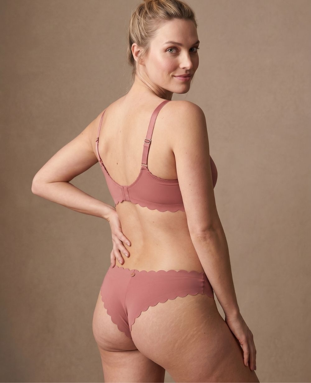 Tanga taille basse de maternité Skin - Vieux Rose