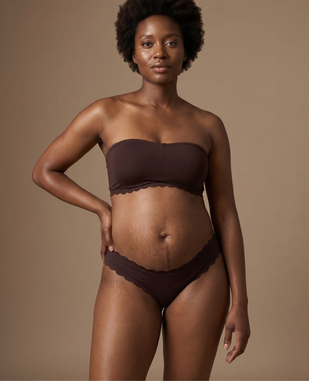 Tanga taille basse de maternité Skin - Chocolat
