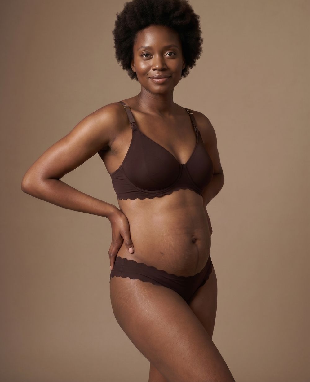 Tanga premaman a vita bassa Skin - Cioccolato