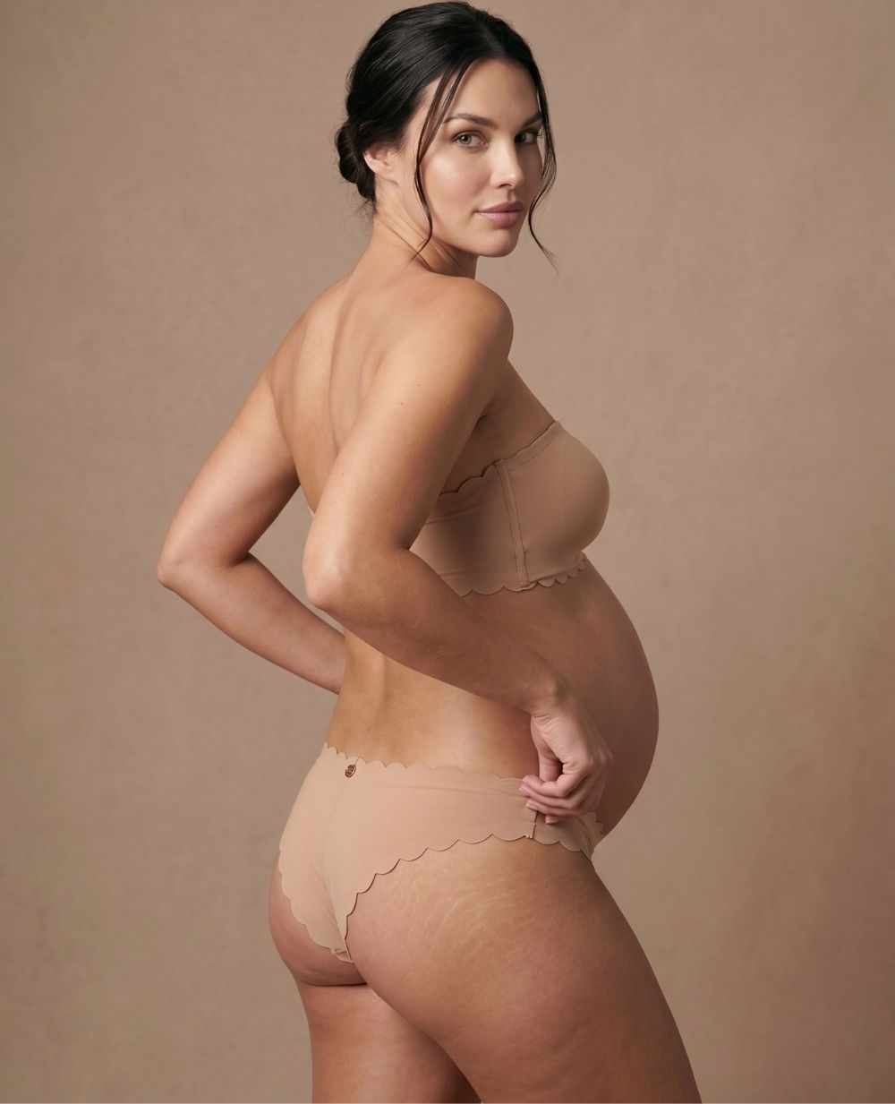 Tanga taille basse de maternité Skin - Latte