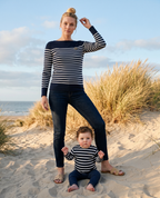 Marinière de grossesse Bénodet et Marinière Bébé Morgat - Marine/Blanc