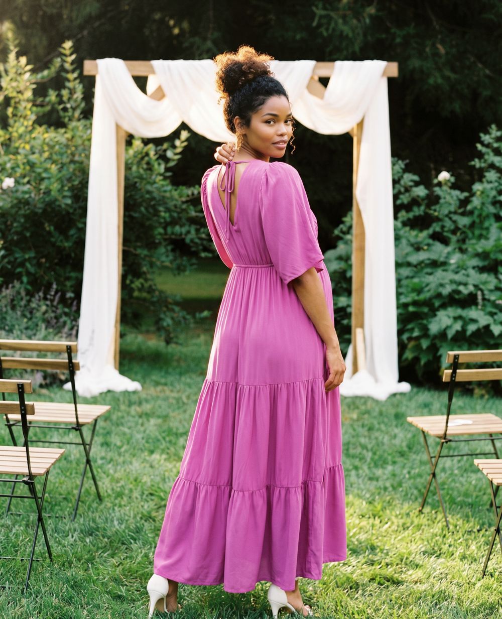 Claudette Long Maternity Dress - Petunia