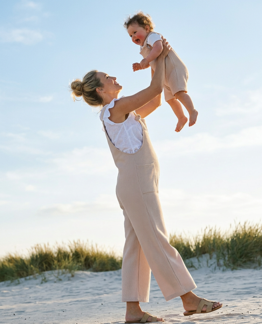 Salopette de grossesse Maya & Salopette Bébé Mini Maya - Beige