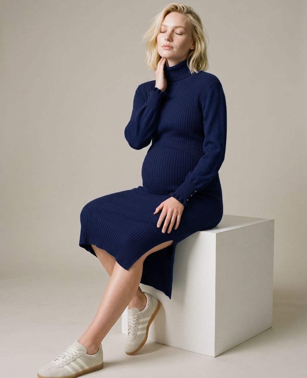 Adriana Maternity and Nursing Dress - Navy