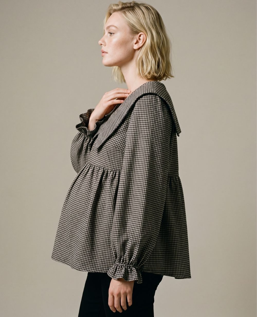 Blouse et chemise d'allaitement Amandine - Noir/Beige