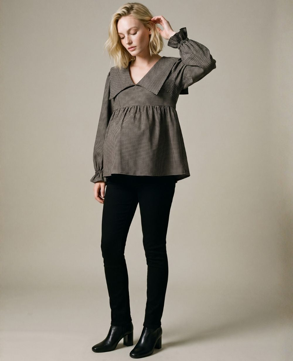 Blouse et chemise d'allaitement Amandine - Noir/Beige