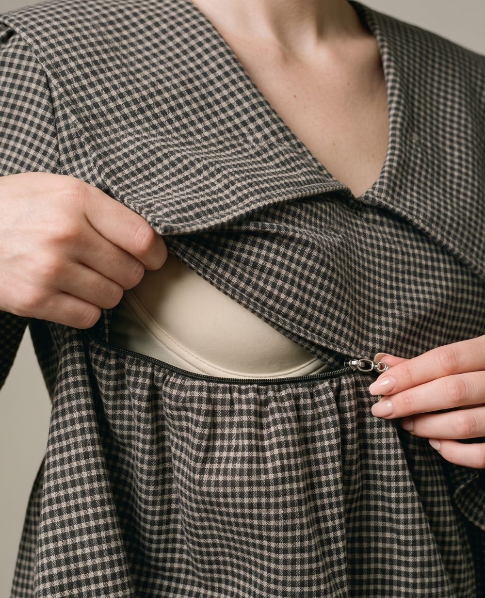 Blouse et chemise d'allaitement Amandine - Noir/Beige