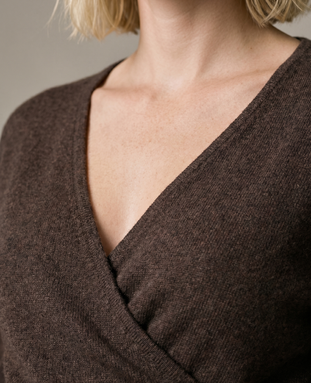 Beverly Nursing Wrap Sweater - Chocolate