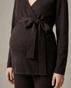 Beverly Nursing Wrap Sweater - Chocolate