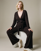Beverly Nursing Wrap Sweater - Chocolate