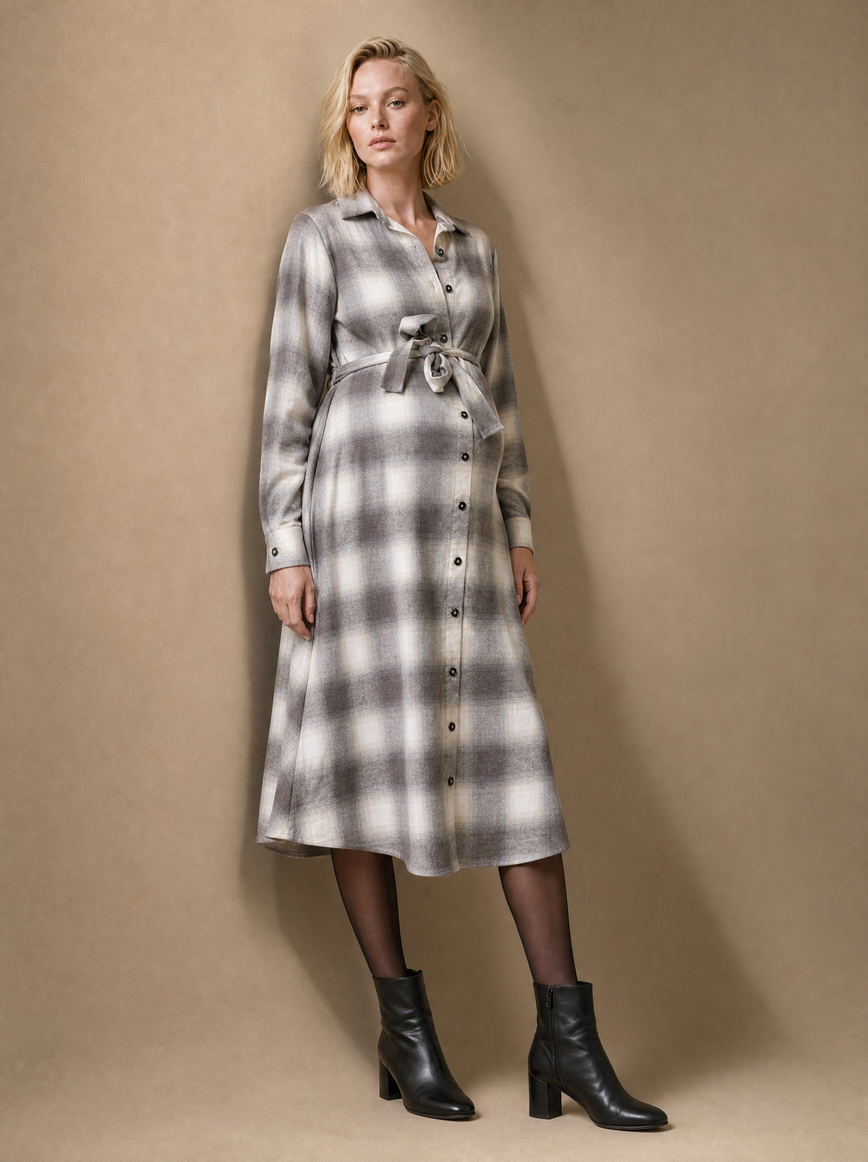Chelsea Maternity and Nursing Dress - Beige