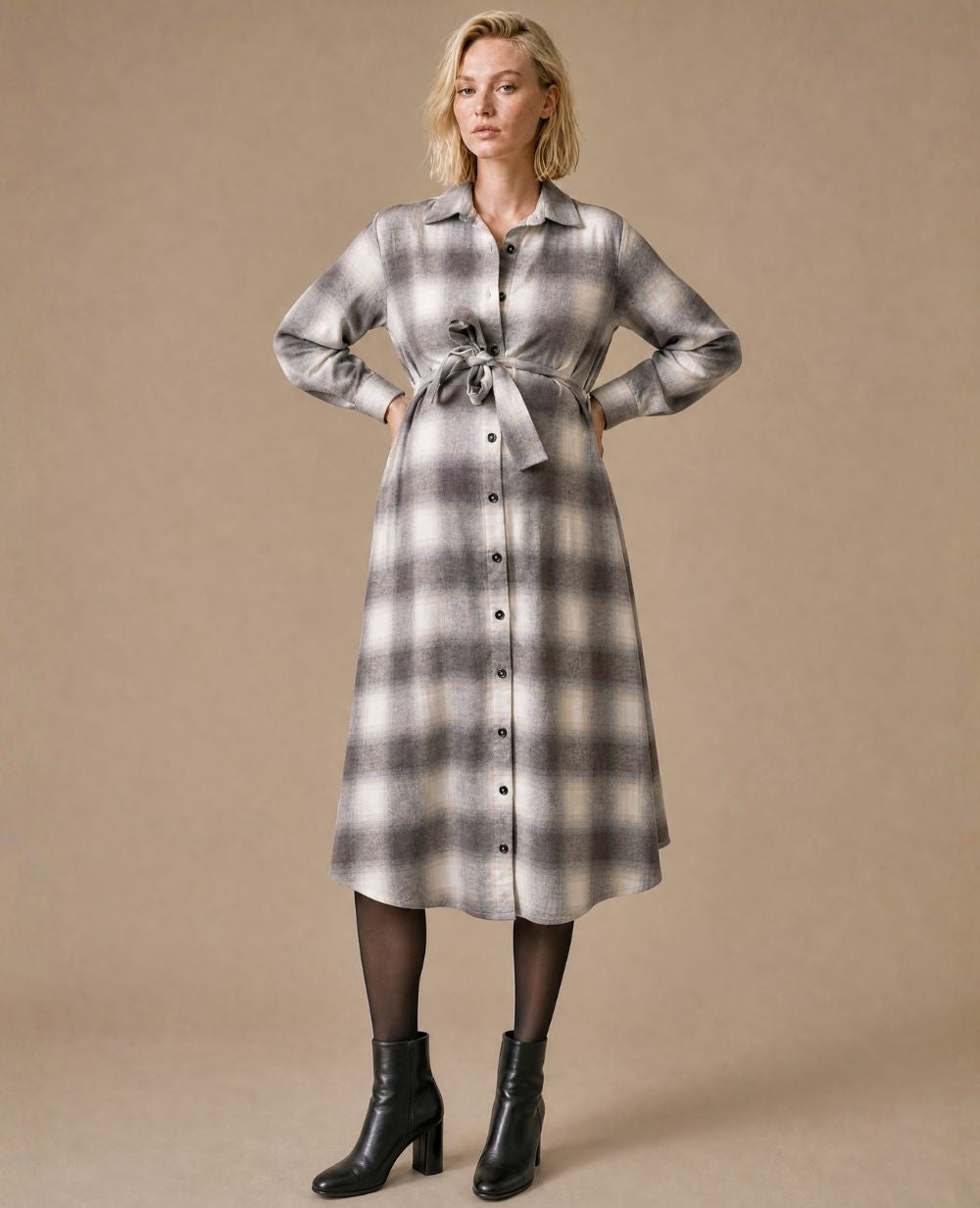 Chelsea Maternity and Nursing Dress - Beige