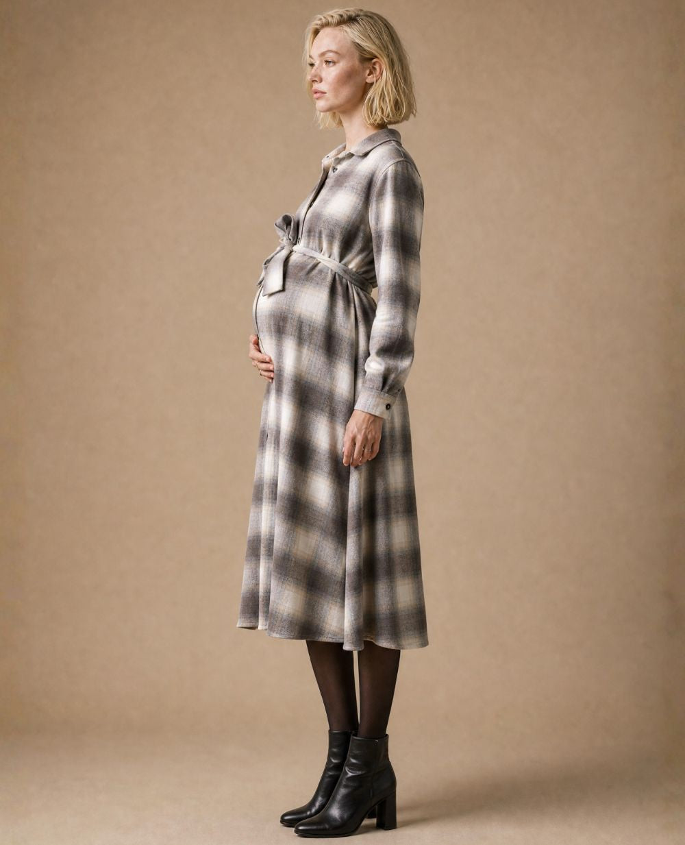 Chelsea Maternity and Nursing Dress - Beige