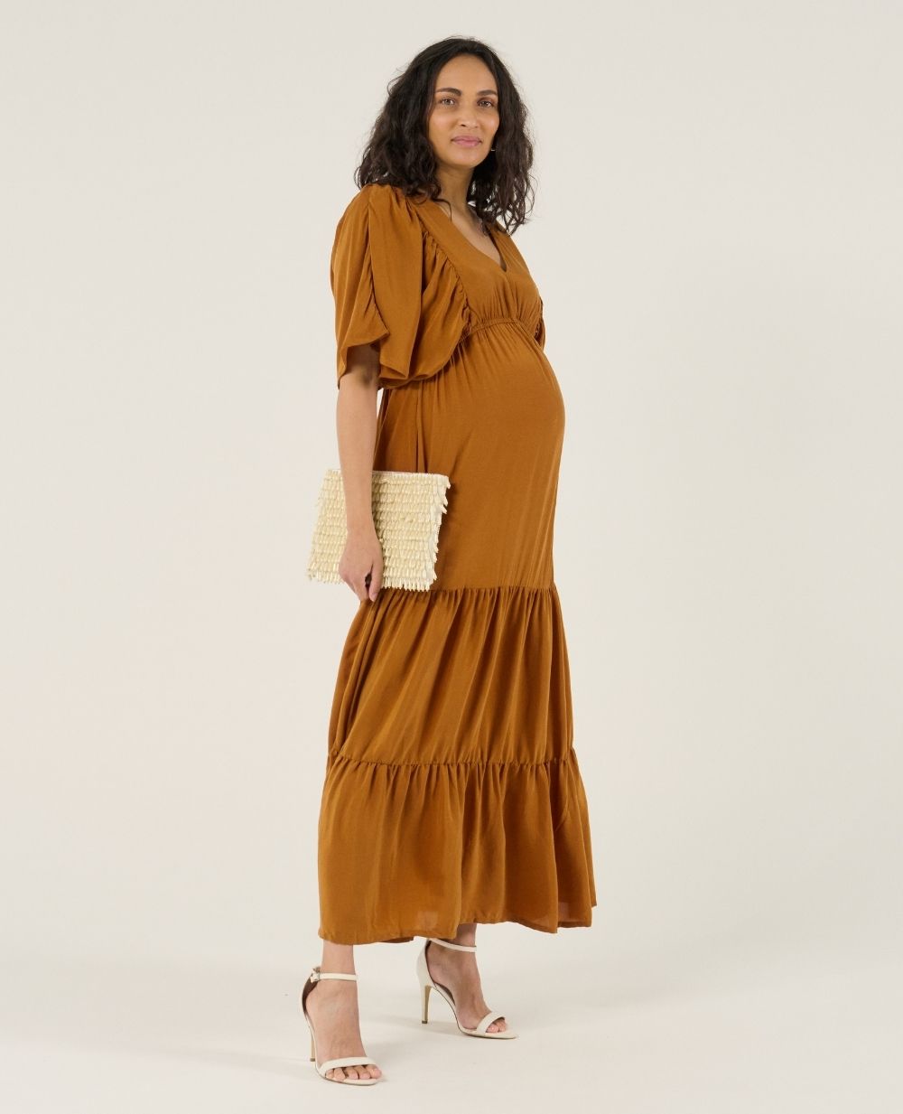 Abito lungo premaman Claudette - Camel