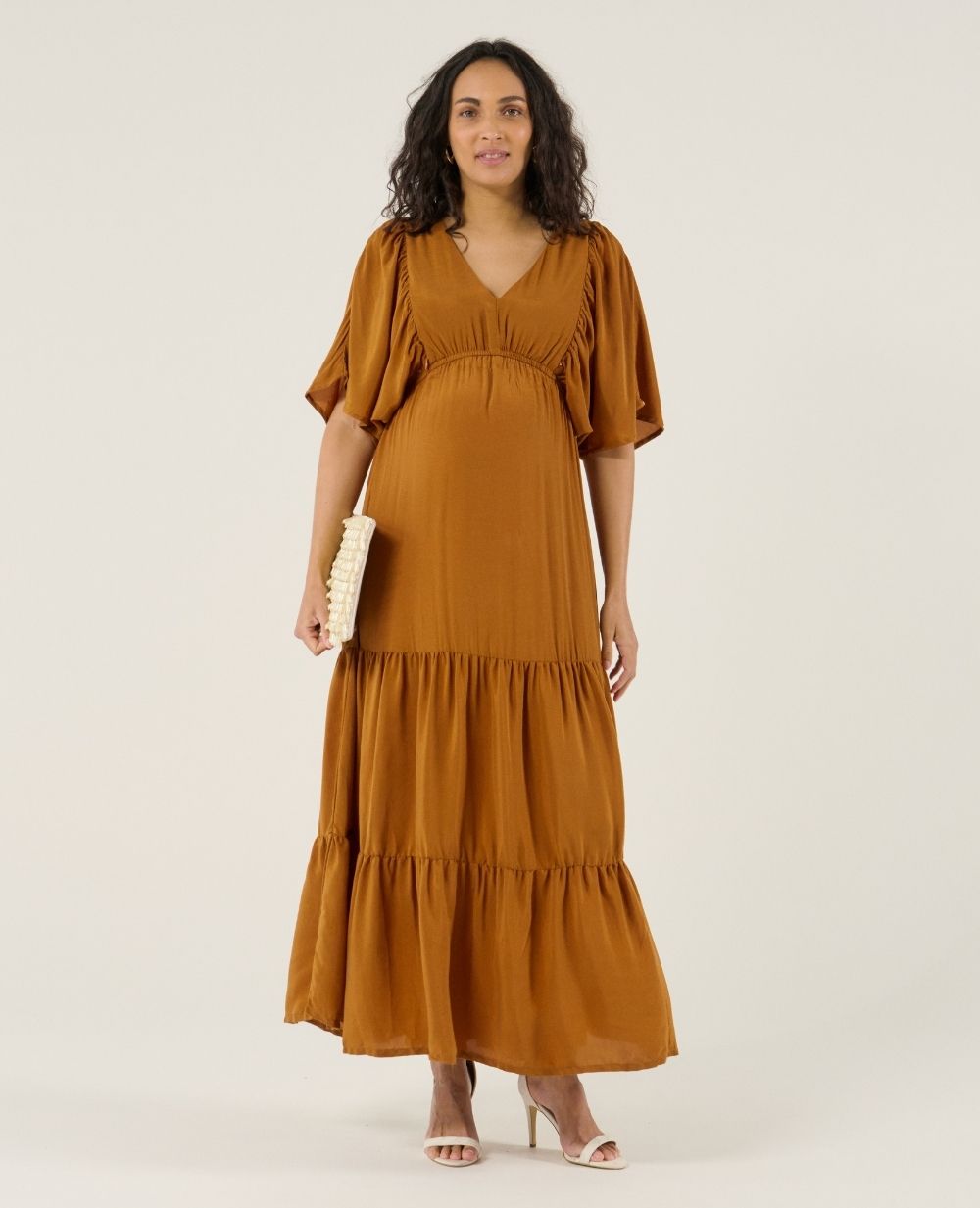 Abito lungo premaman Claudette - Camel