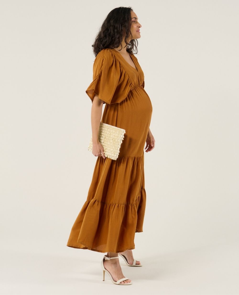 Abito lungo premaman Claudette - Camel
