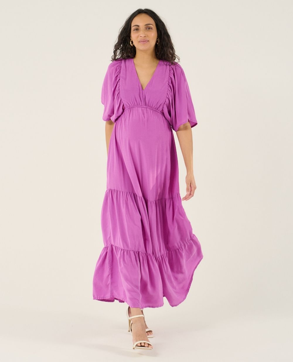 Claudette Long Maternity Dress - Petunia