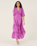 Claudette Long Maternity Dress - Petunia