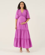 Claudette Long Maternity Dress - Petunia