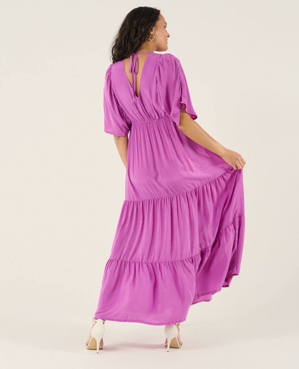 Claudette Long Maternity Dress - Petunia