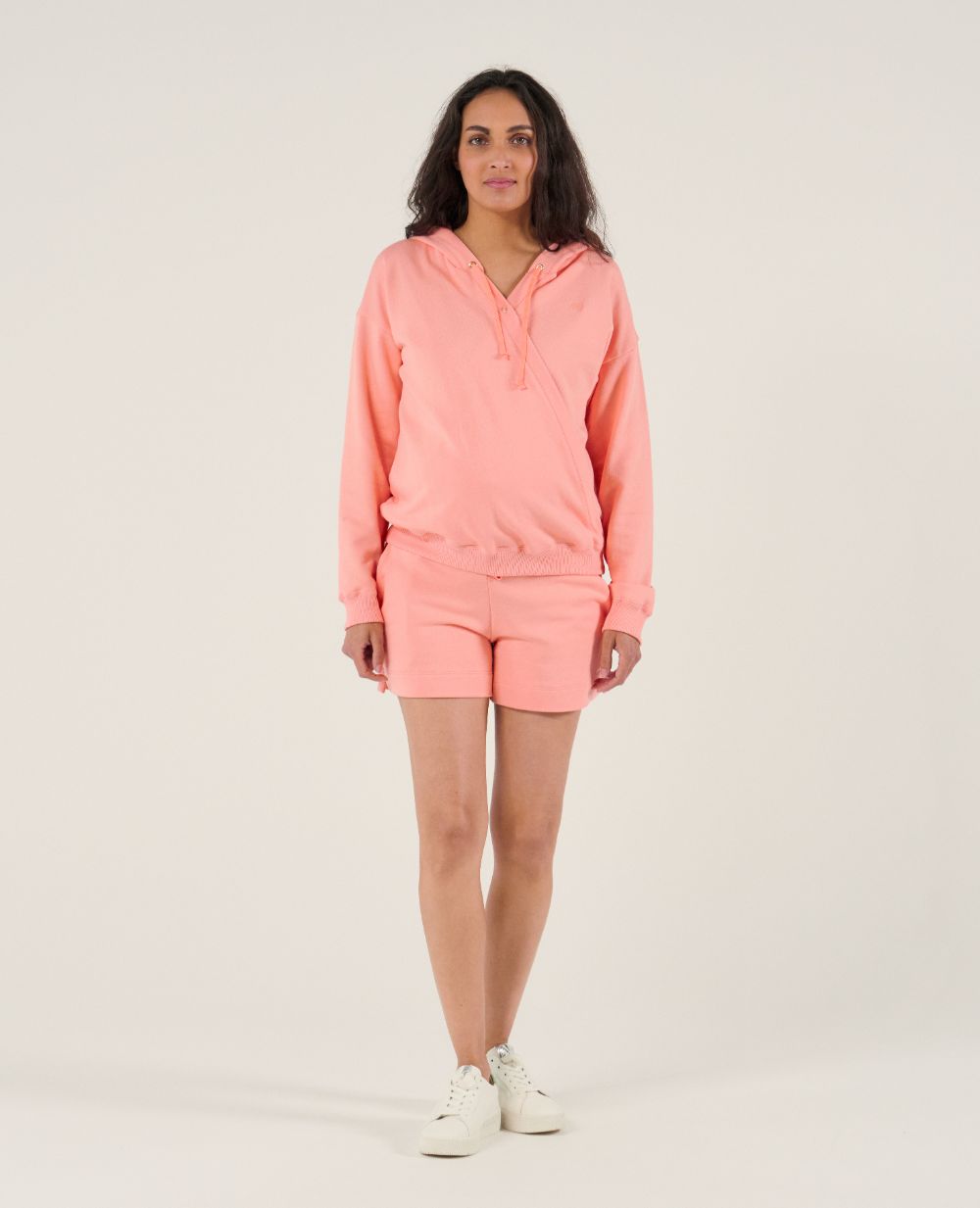 Coconut Maternity and Nursing Shorts - Apricot