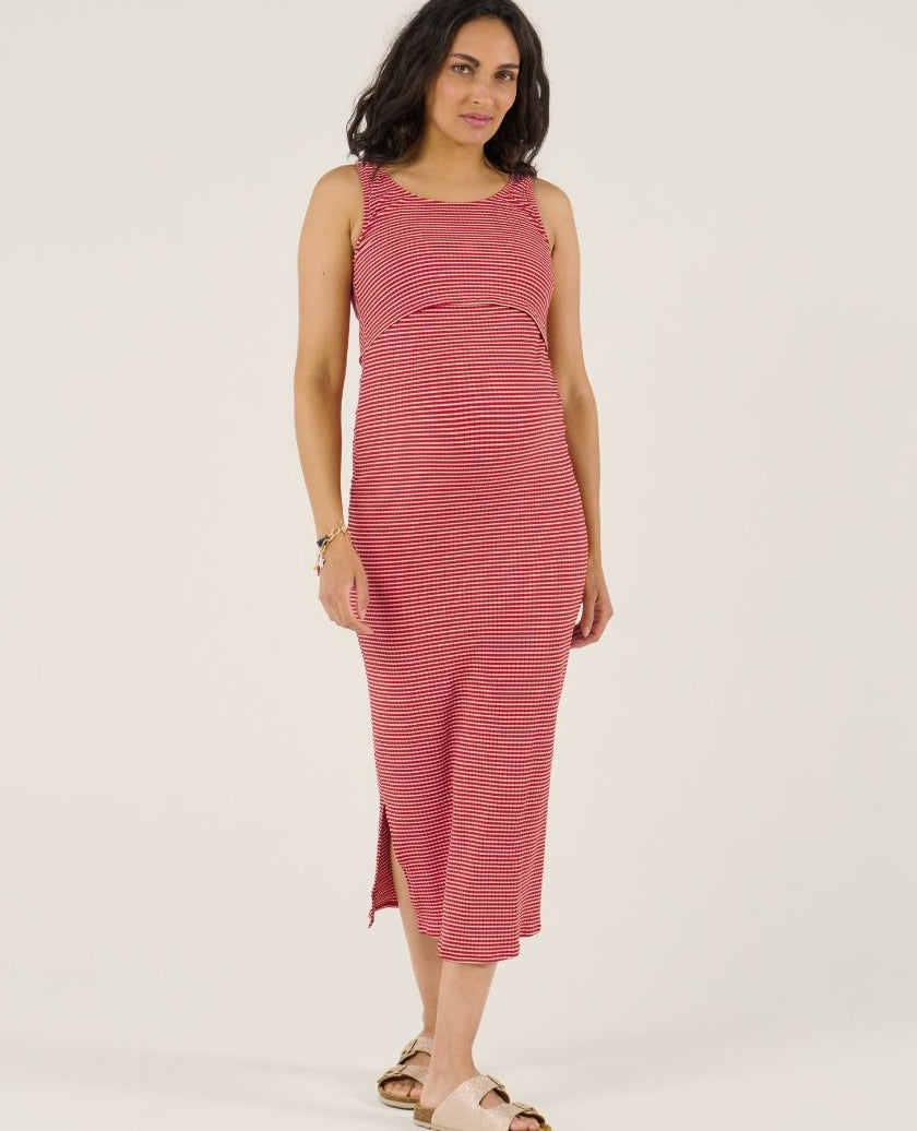 Dinard Maternity Beachwear Dress - Red