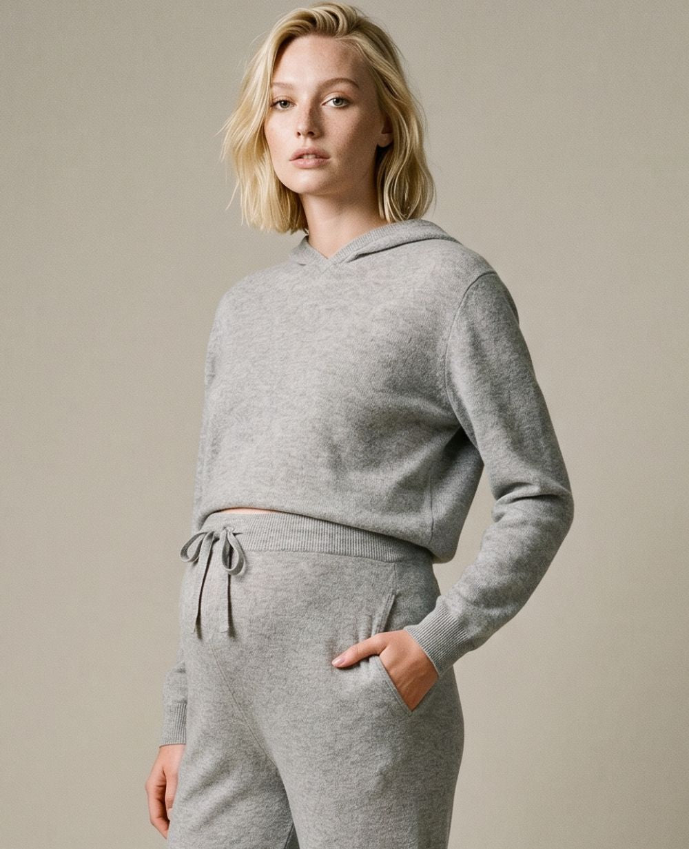 Harlem Cropped Nursing Hoodie - Grey