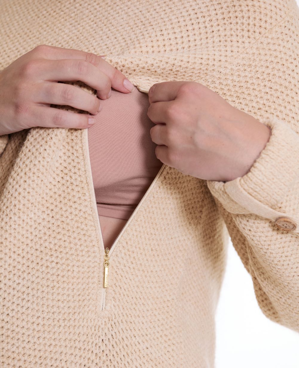 Robe pull de grossesse et d'allaitement Honey beige