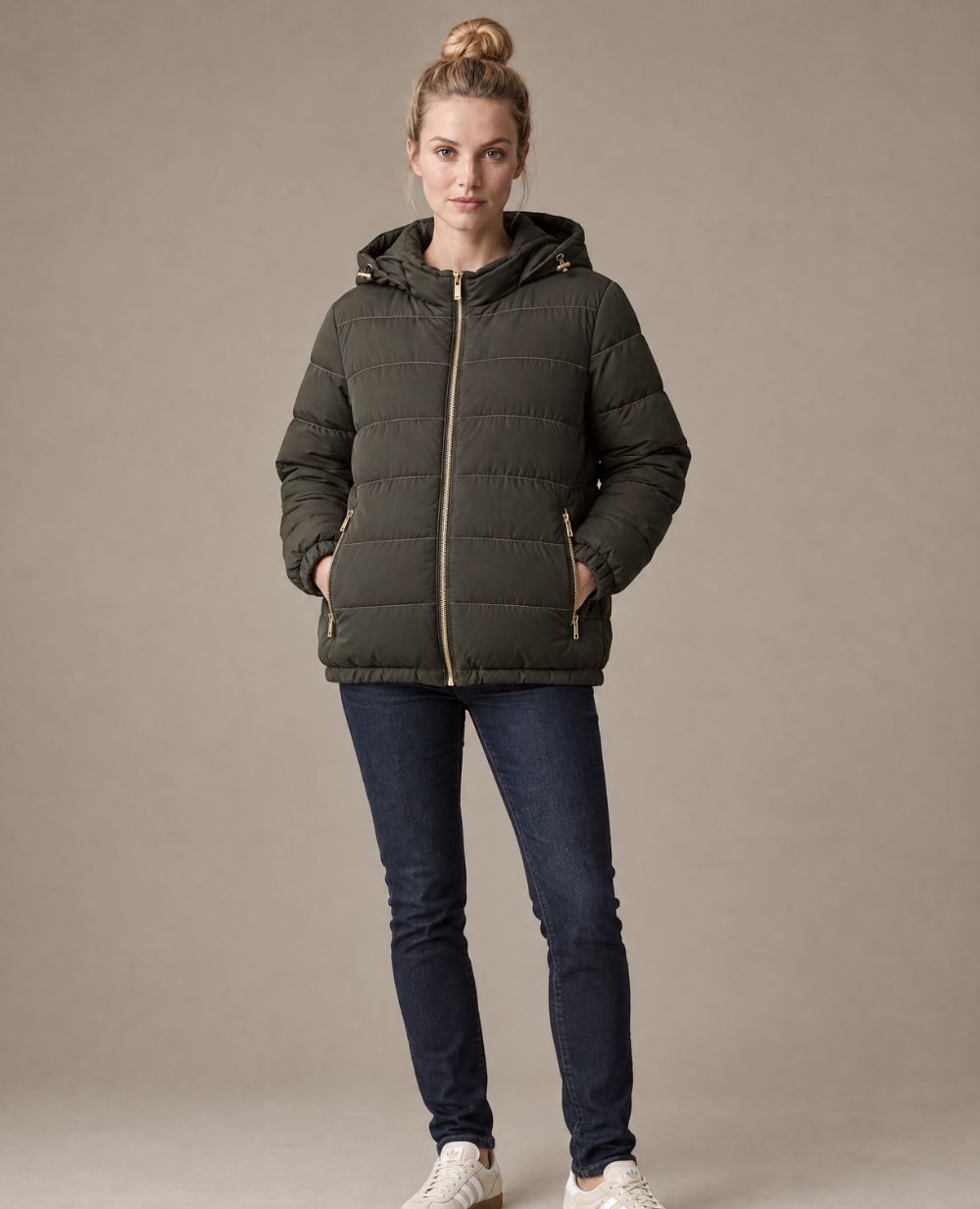 Linette maternity and babywearing puffer jacket - Khaki