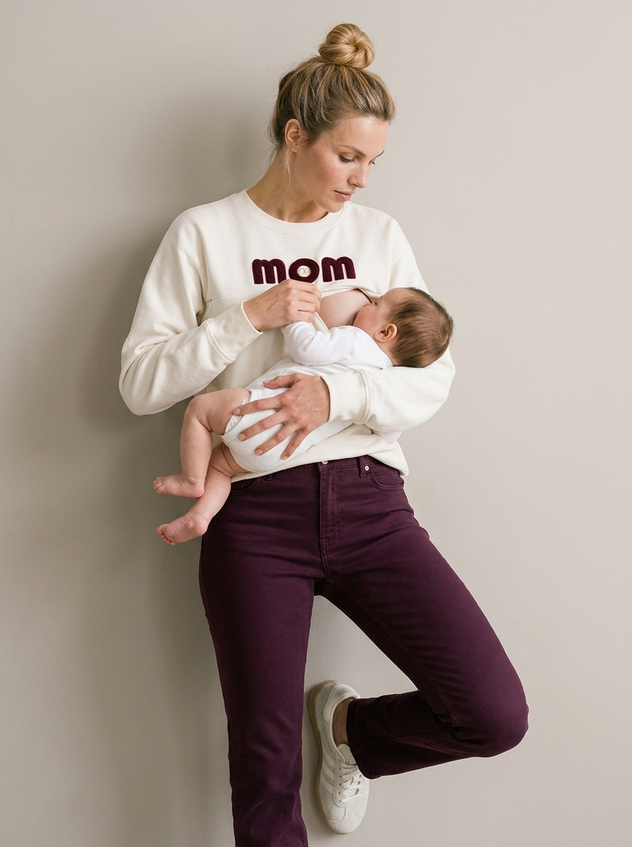 Mom Maternity and Nursing Sweatshirt - Ivory