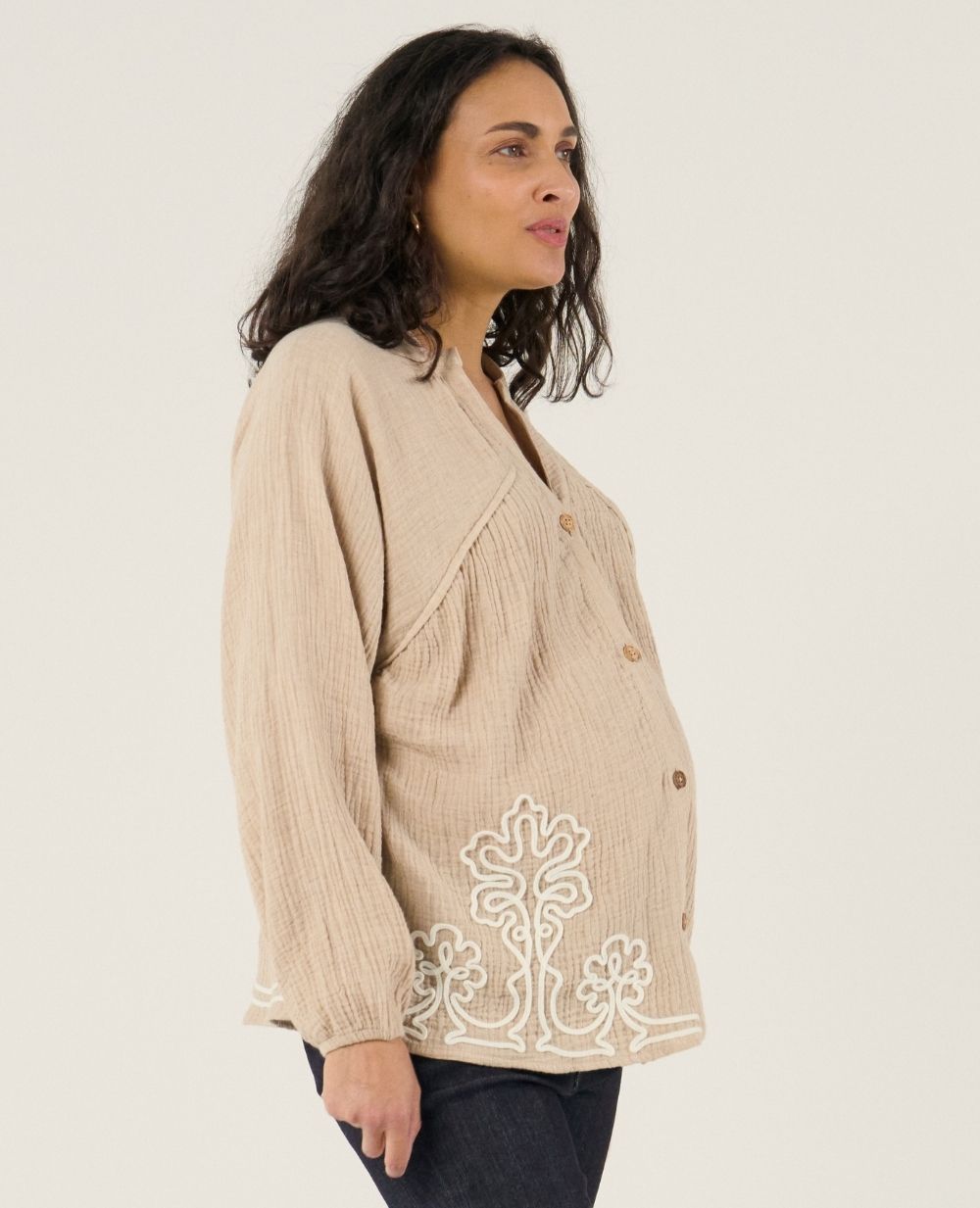 Blusa e camicia da allattamento Sarah - Beige