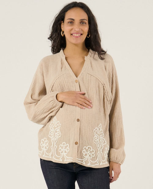 Blusa e camicia da allattamento Sarah - Beige