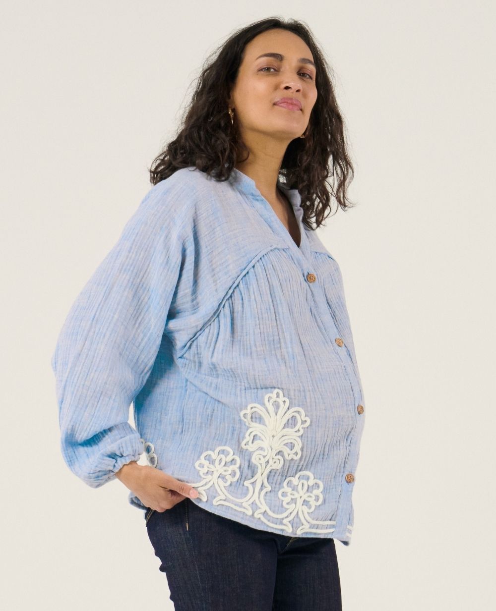 Blusa e camicia da allattamento Sarah - Bleu