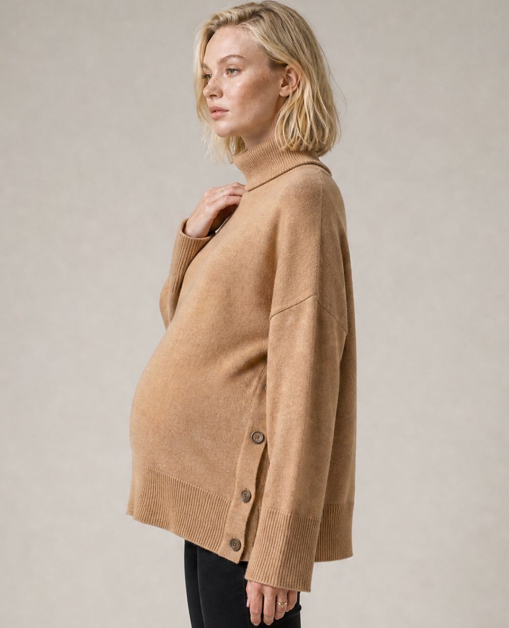 Soho Maternity and Nursing Sweater - Camel