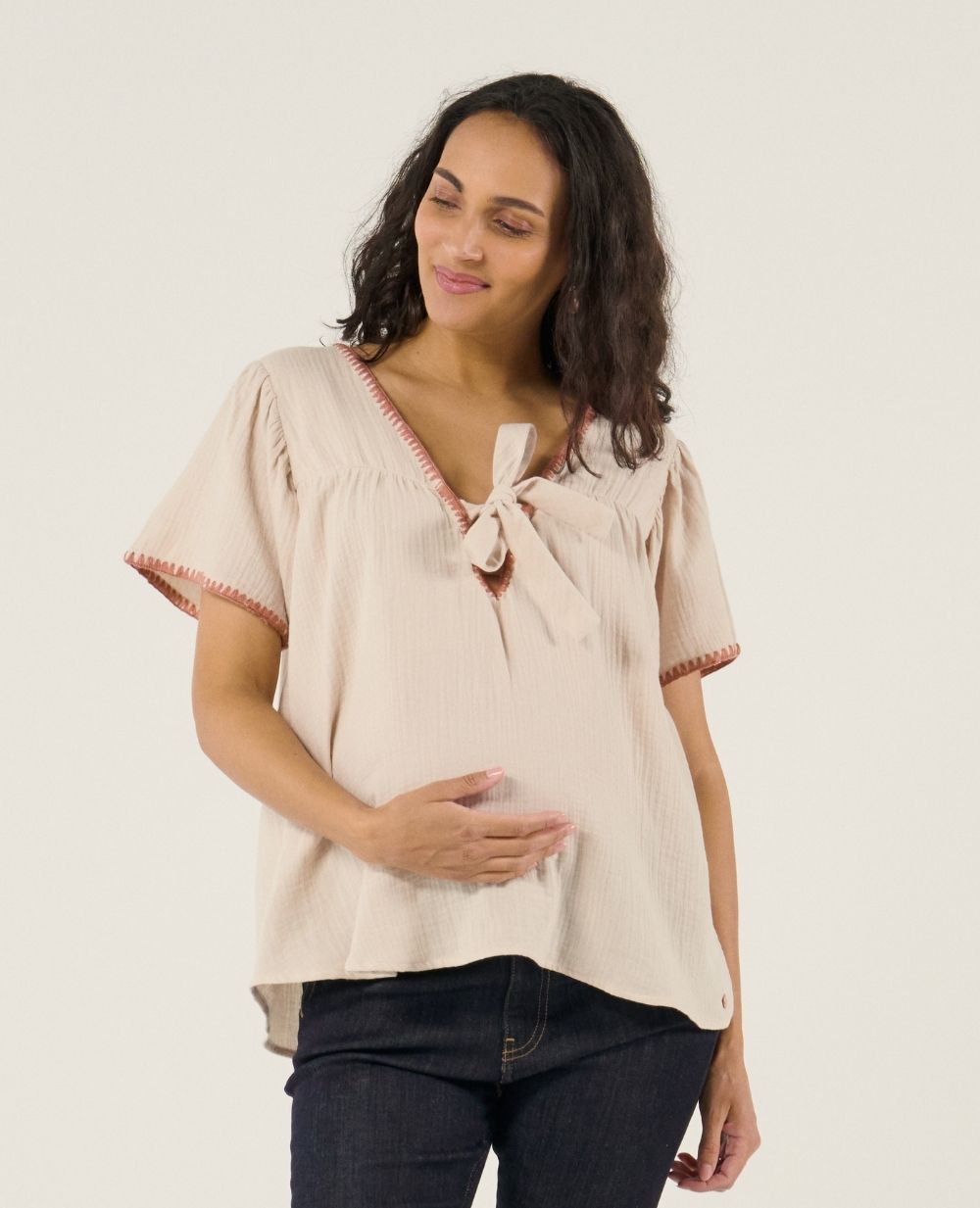 Blusa e camicia per l'allattamento Soraya - Beige