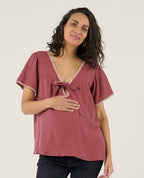 Blusa e camicia per l'allattamento Soraya - Prune