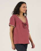 Blusa e camicia per l'allattamento Soraya - Prune