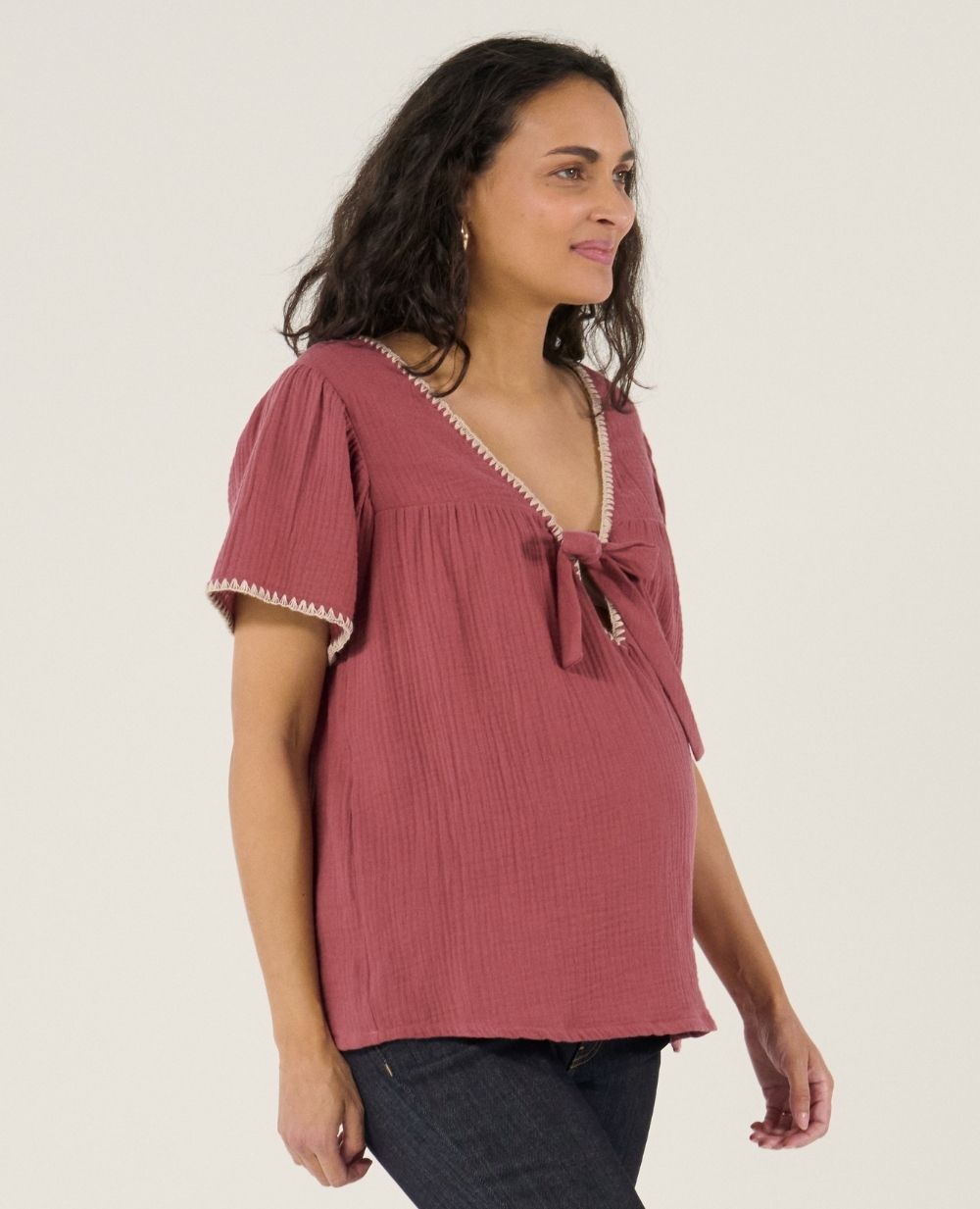 Blusa e camicia per l'allattamento Soraya - Prune
