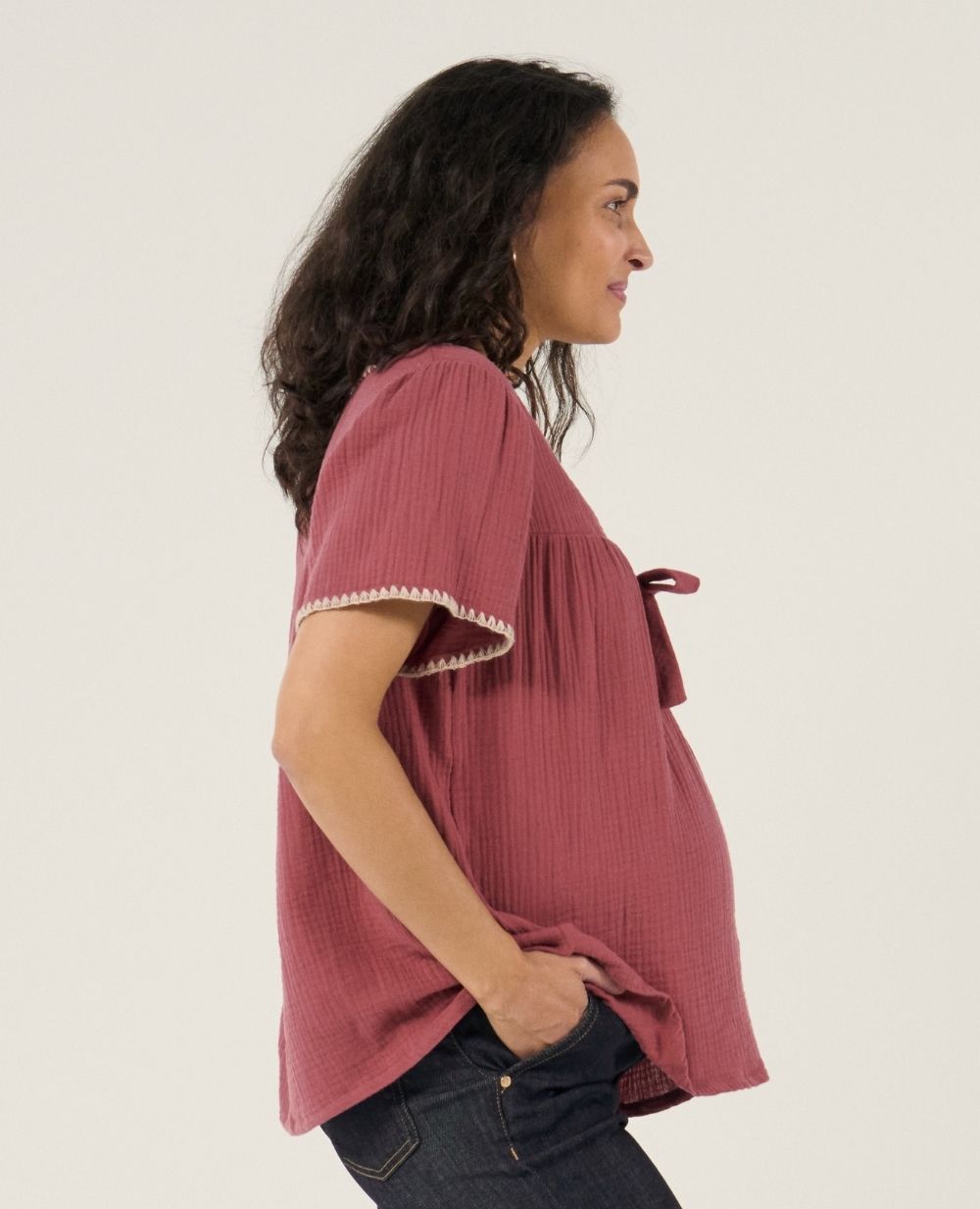 Blusa e camicia per l'allattamento Soraya - Prune