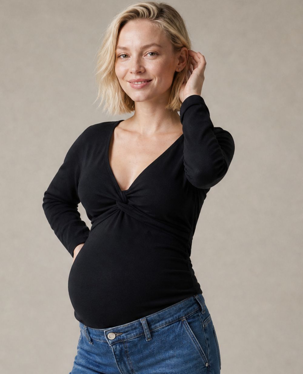 Tina Maternity and Nursing Top - Black