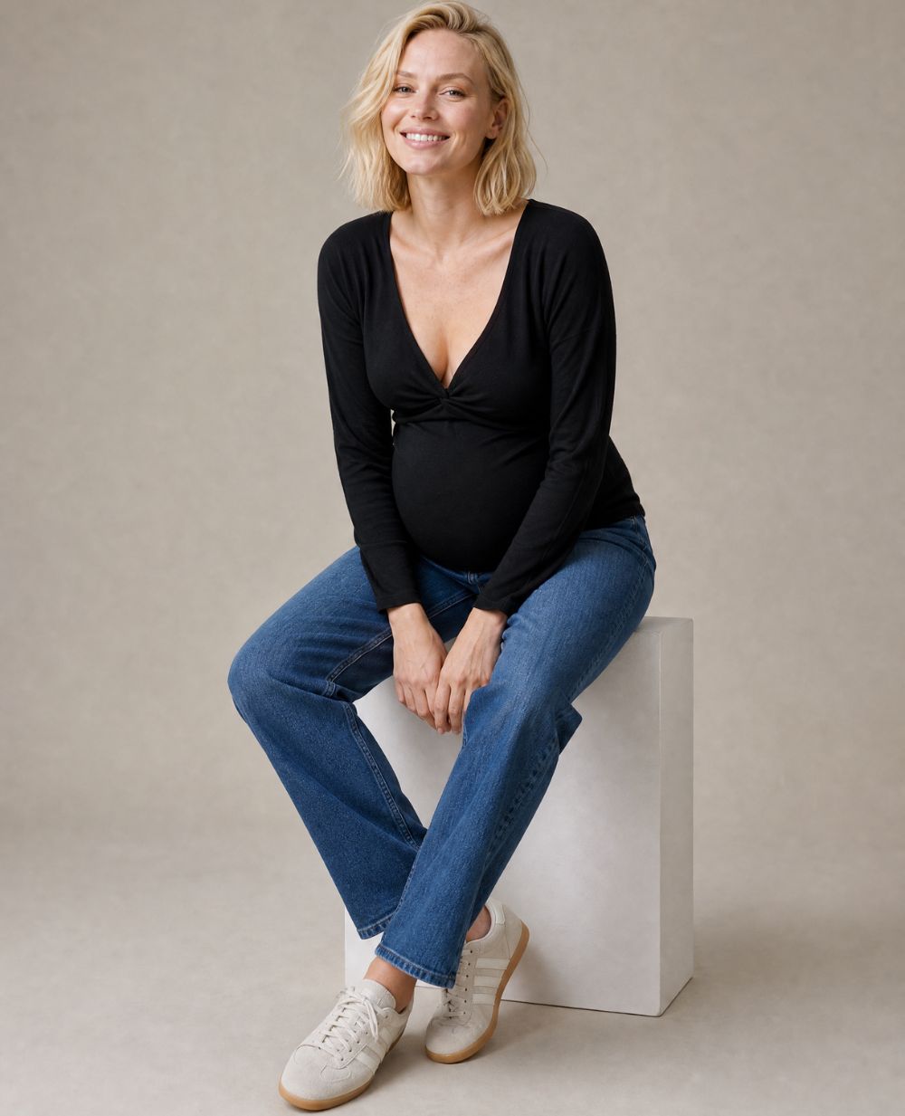 Tina Maternity and Nursing Top - Black