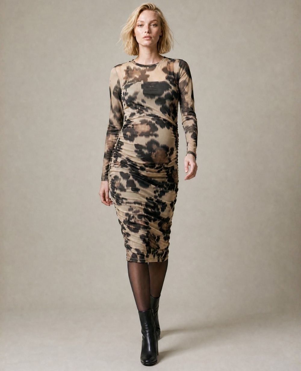 Vanessa Maternity and Nursing Dress - Beige