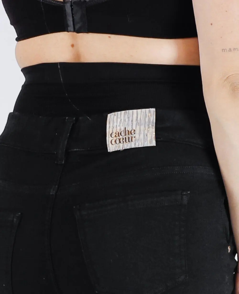 Bandeau de grossesse sans couture belt noir, cache cœur